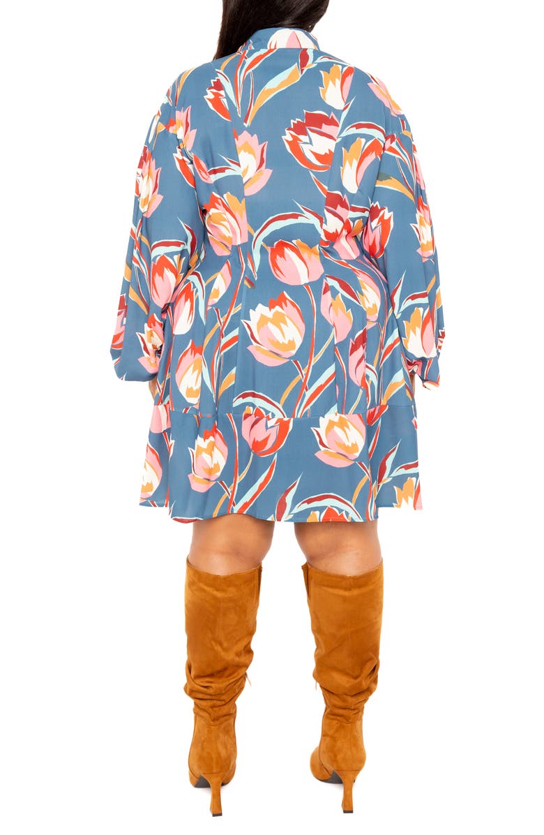 BUXOM COUTURE Floral Balloon Long Sleeve Shirtdress, Alternate, color, 