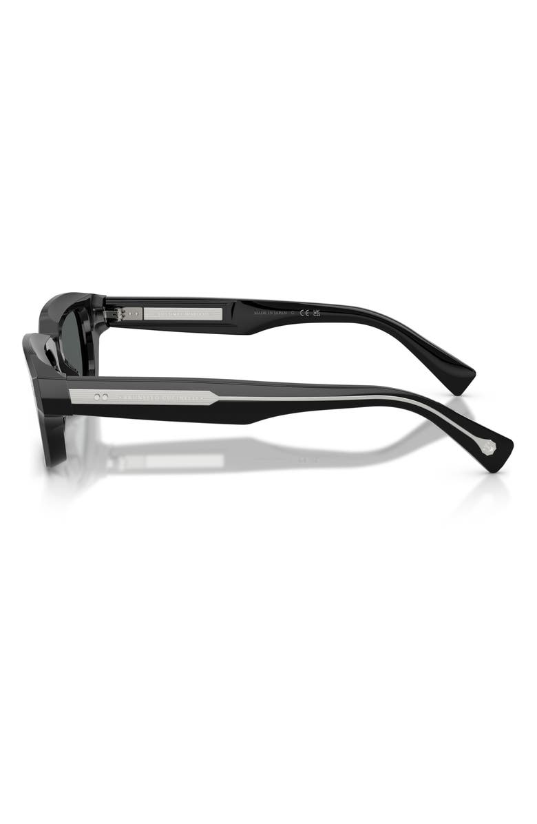 Brunello Cucinelli Marla 50mm Polarized Rectangular Sunglasses, Alternate, color, Black Polar