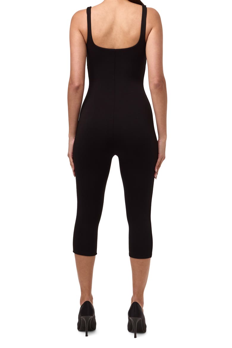 Stretch Jersey Capri Jumpsuit, Alternate, color, BLACK