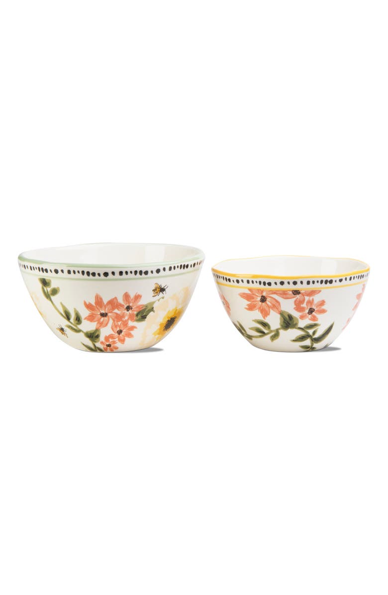 tag Bee Floral Ceramic Serving Bowl Set of Two Multicolor, Main, color, Multicolored