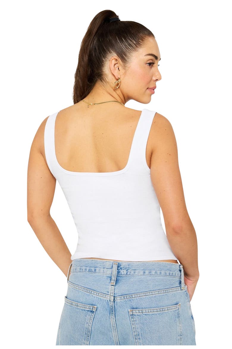 Women's Daily Rib Square Neck Tank, Alternate, color, Classic White