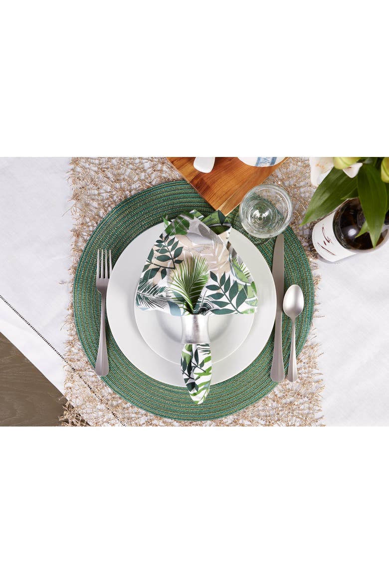 Metallic Variegated Round Woven Placemat Set/6, Alternate, color, Green