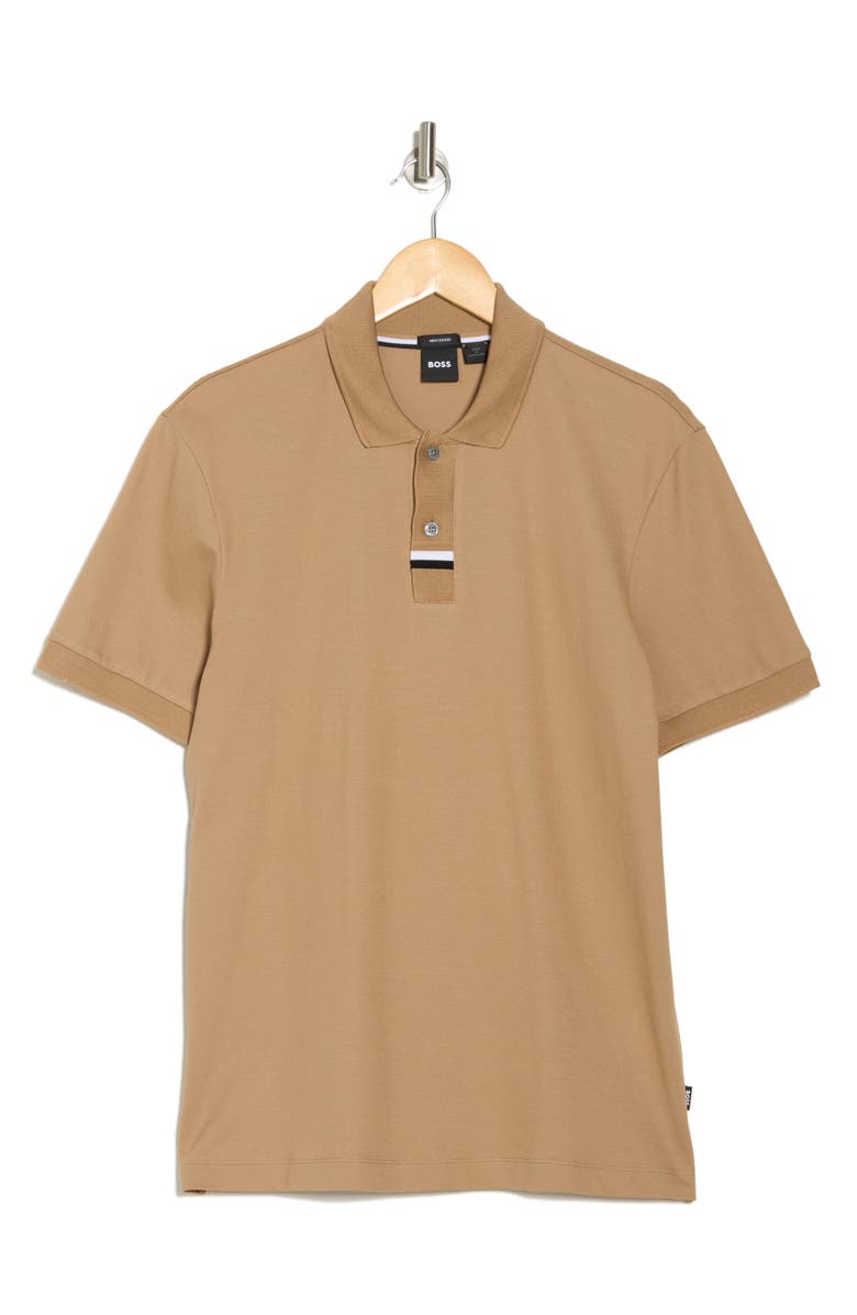 BOSS Parlay Tipped Cotton Polo, Main, color, Medium Beige