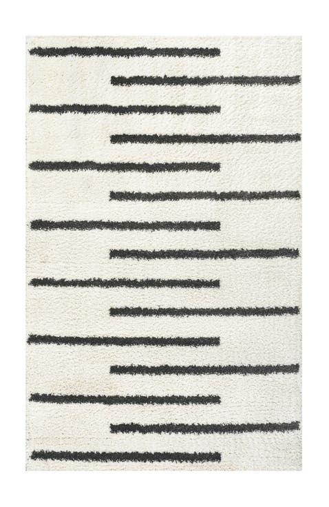 Alaro Berber Stripe Shag Area Rug