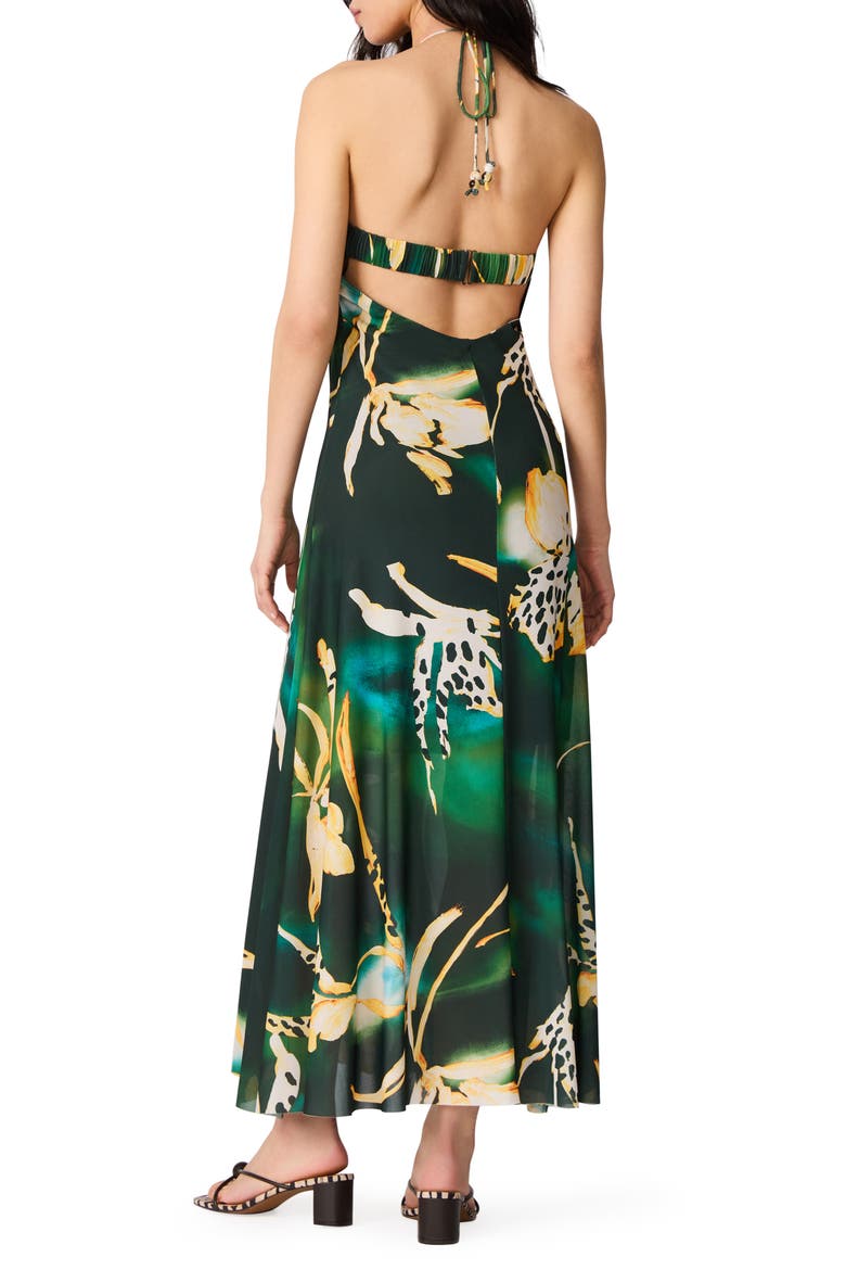 Strada Print Halter Maxi Dress, Alternate, color, GOLDEN PALM