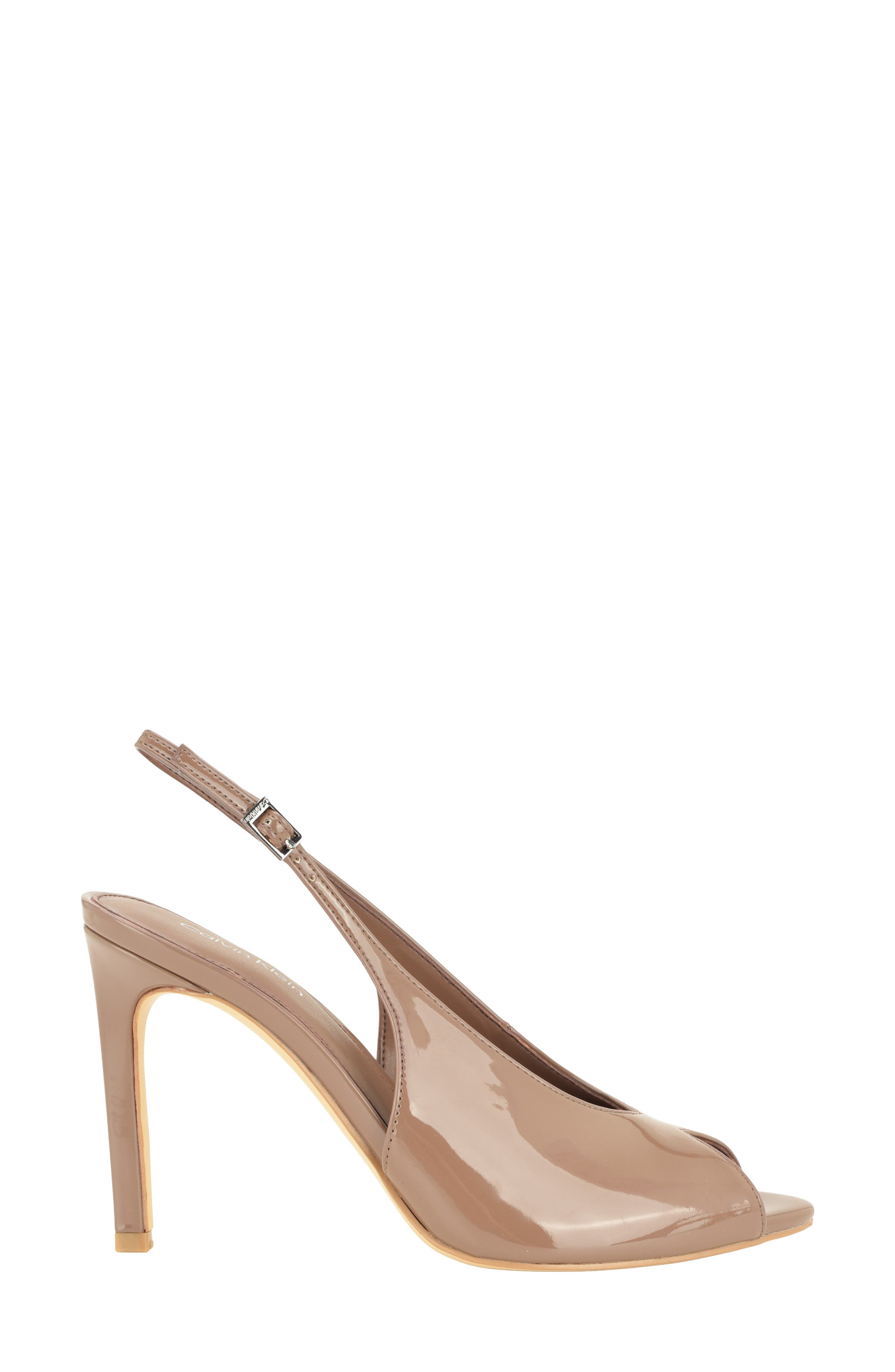 Dorris Faux Leather Peep Toe Pump, Alternate, color, LIGHT BROWN PATENT