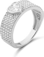 SHYMI Pavé Band Ring with Center Heart