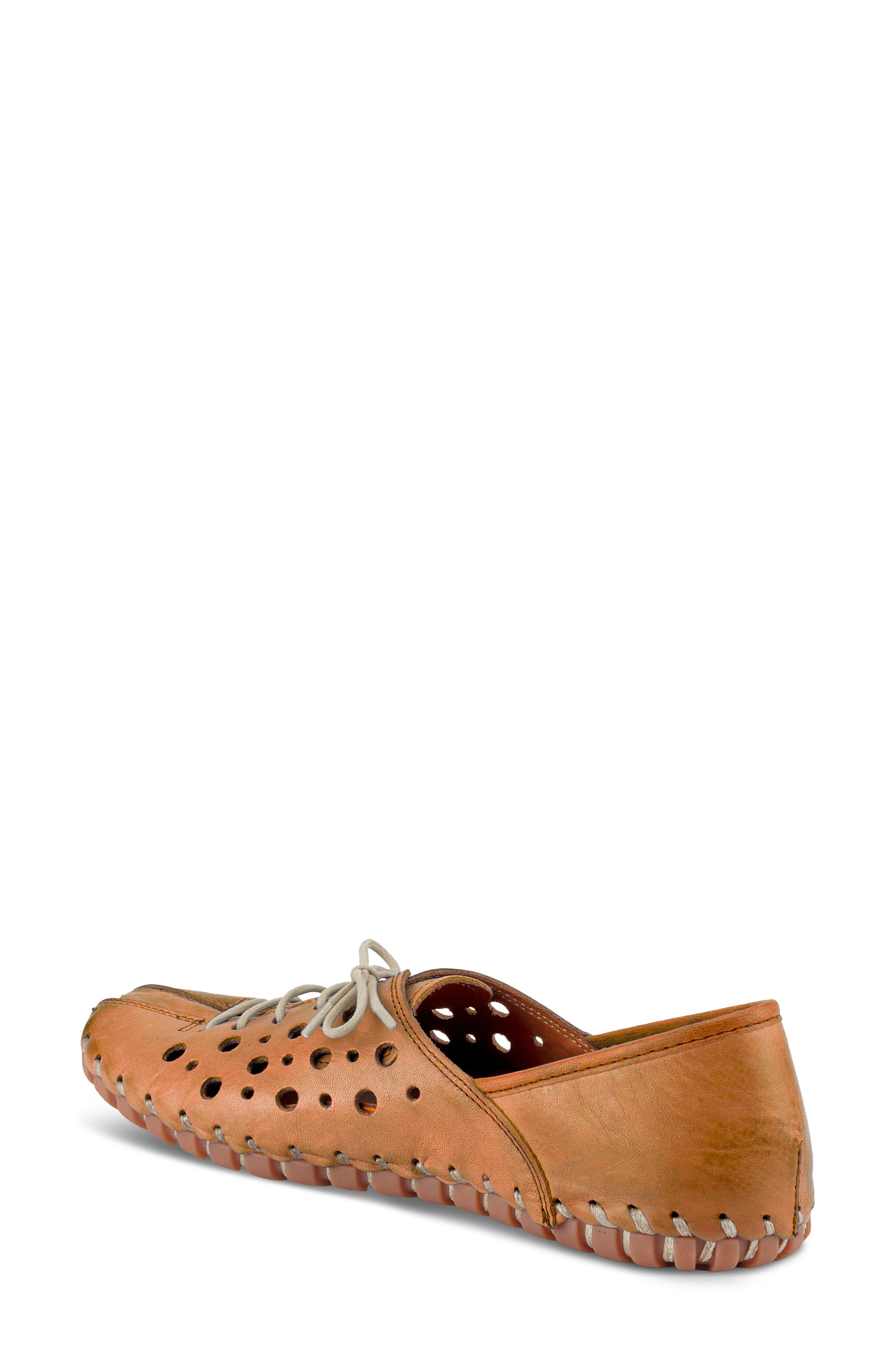 Spring Step Moonwalk Perforated Leather Shoe, Alternate, color, Camel