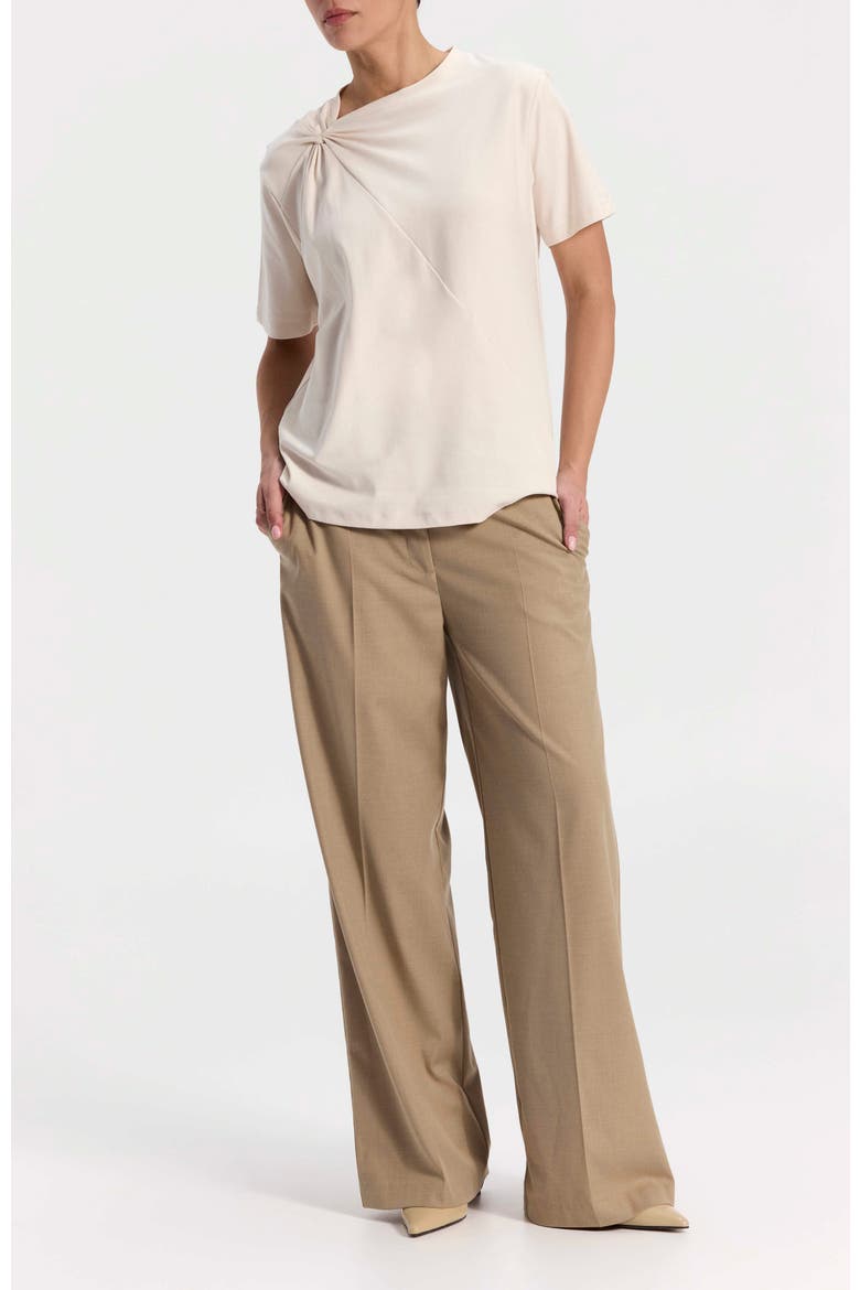 T-Shirt with Twist Shoulder Detail, Alternate, color, Cream