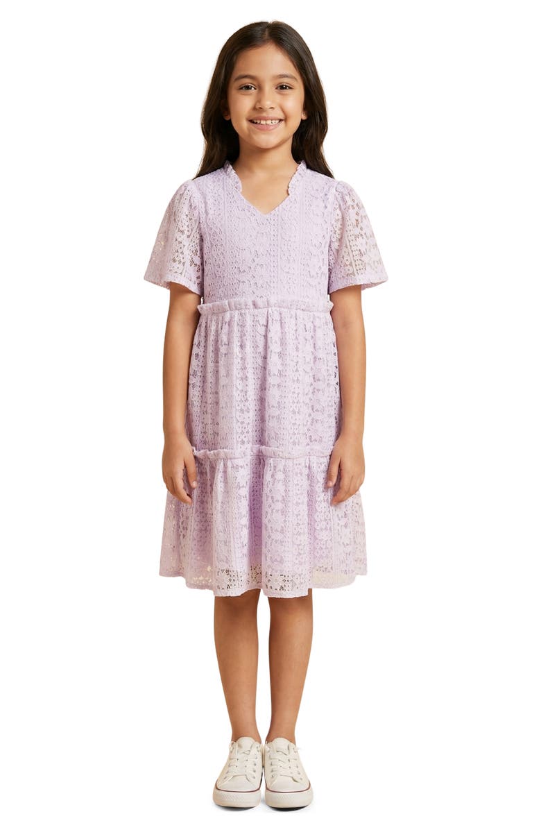 Hayden Girls Kids' Lace Tiered Dress, Main, color, Lavender
