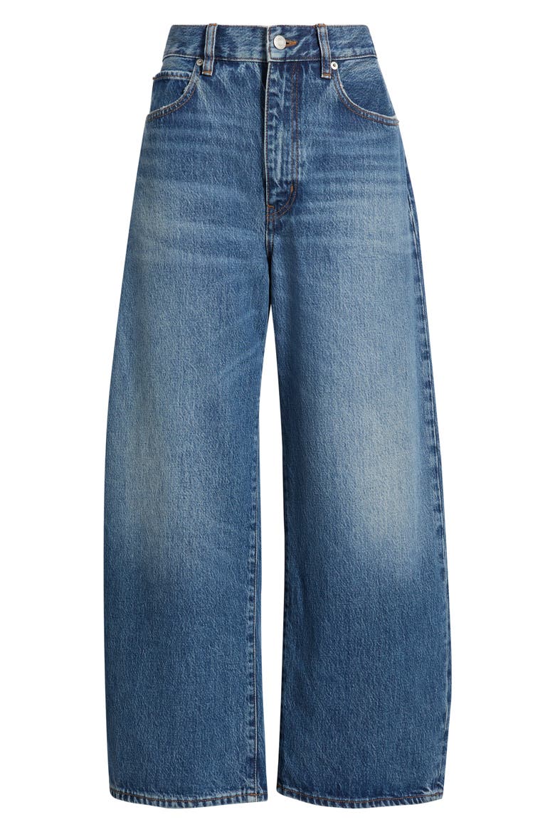 The Bow High Waist Crop Wide Leg Jeans, Main, color, SOUNDWAVE