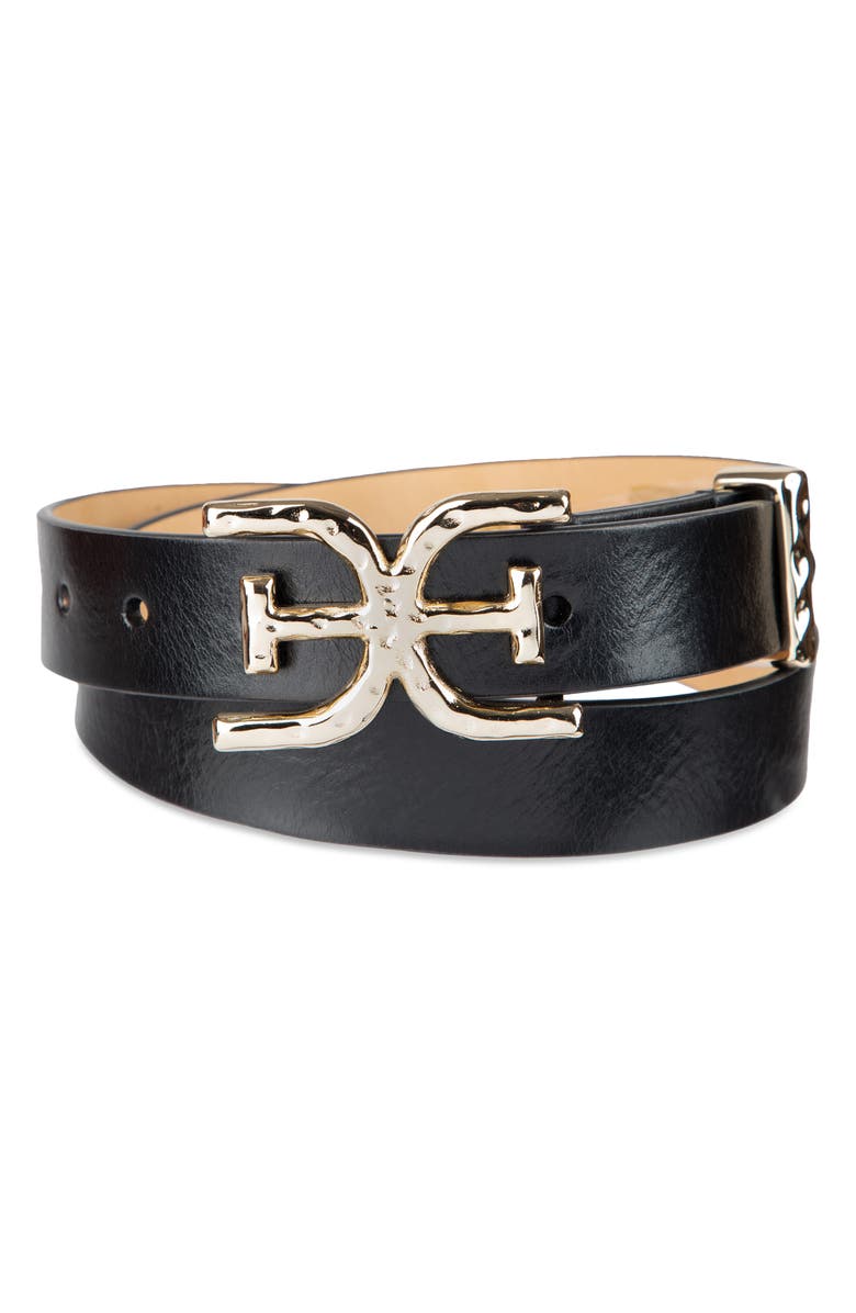 Sam Edelman Hammered Logo Buckle Belt, Alternate, color,