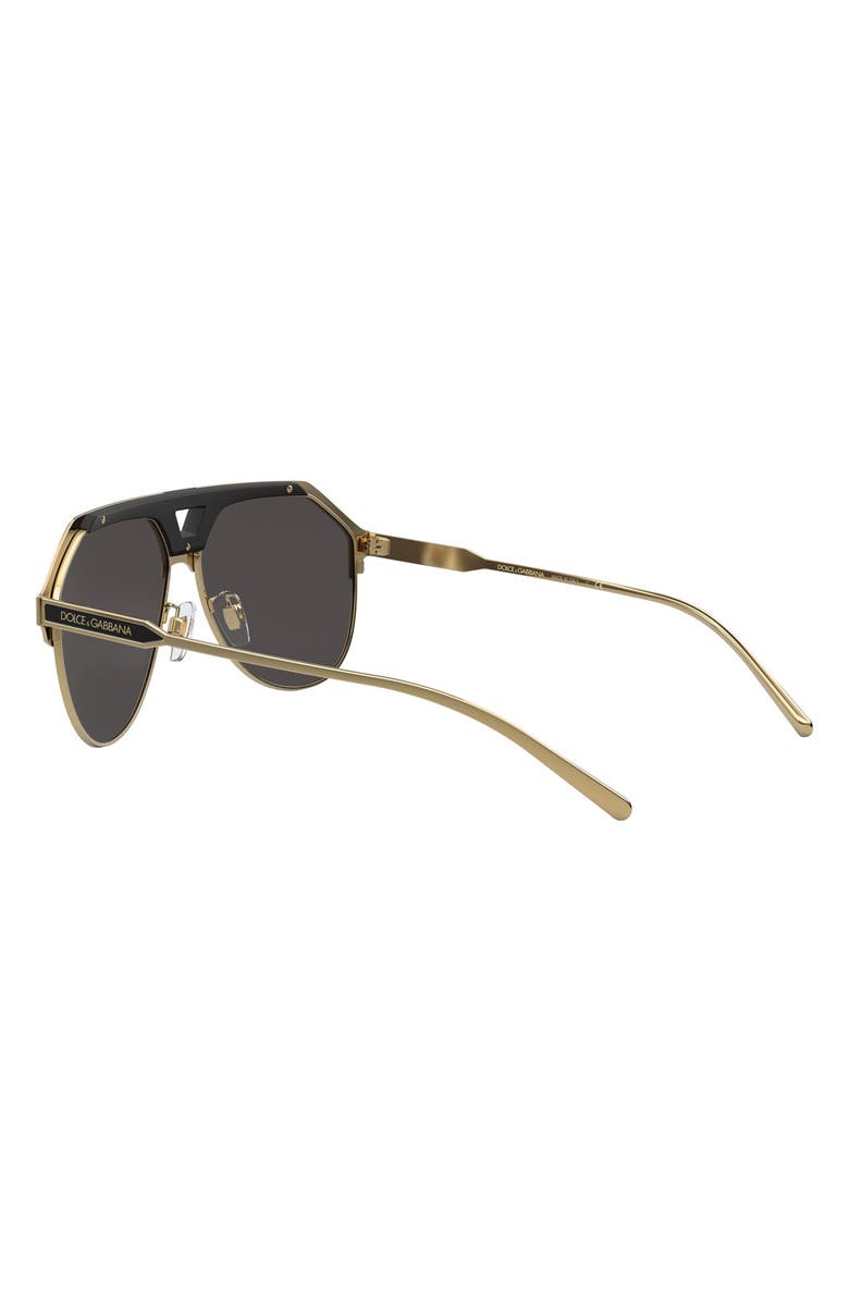 Dolce&Gabbana 60mm Gradient Aviator Sunglasses, Alternate, color, Gold/ Black Matte/ Grey
