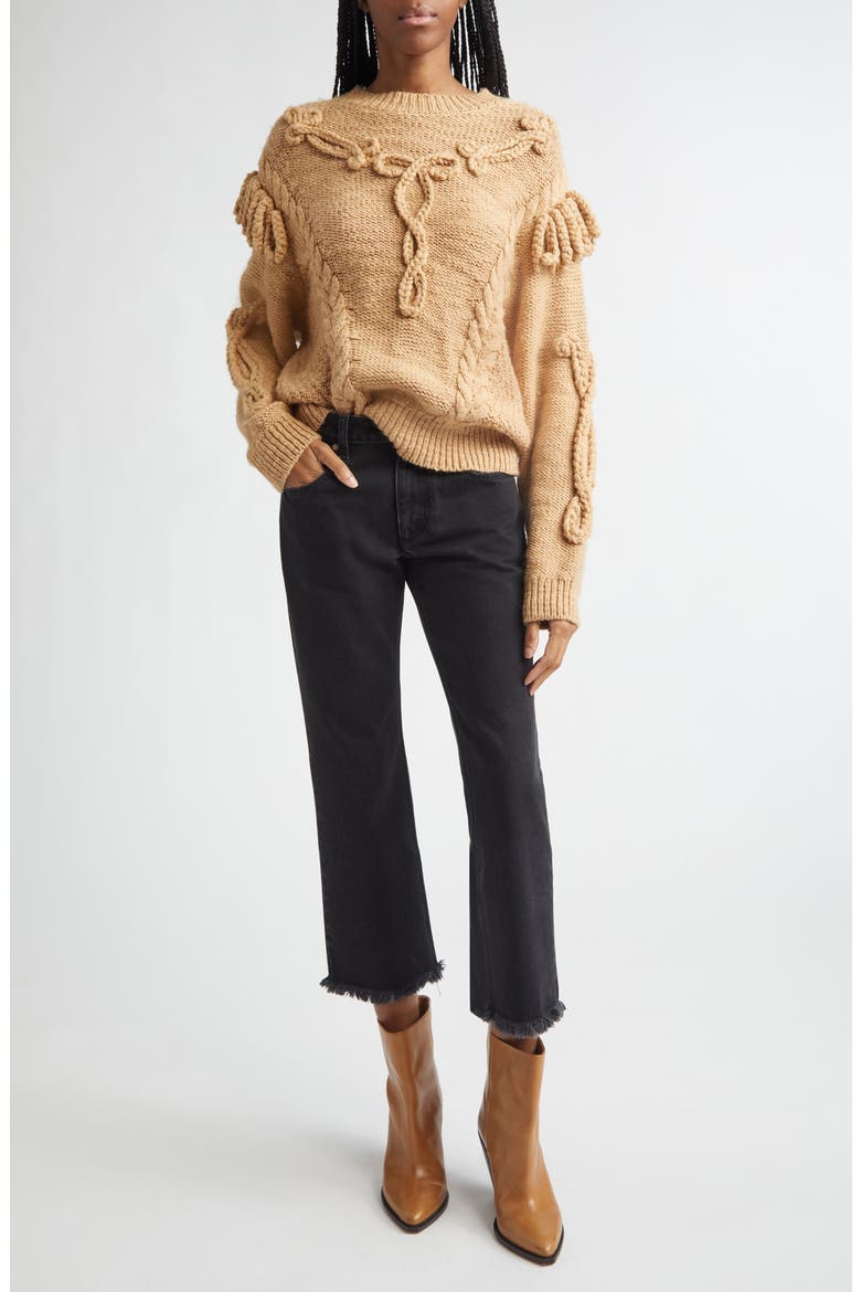 Katria Oversized Wool Blend Sweater, Alternate, color, CAMEL