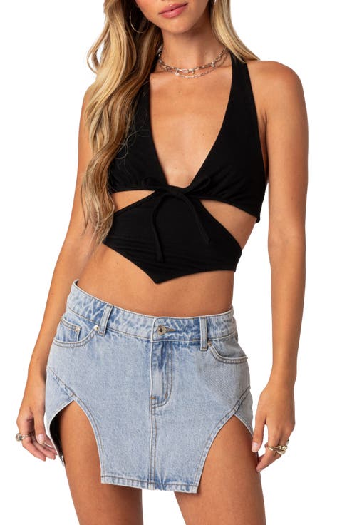 Cady Cutout Crop Halter Top