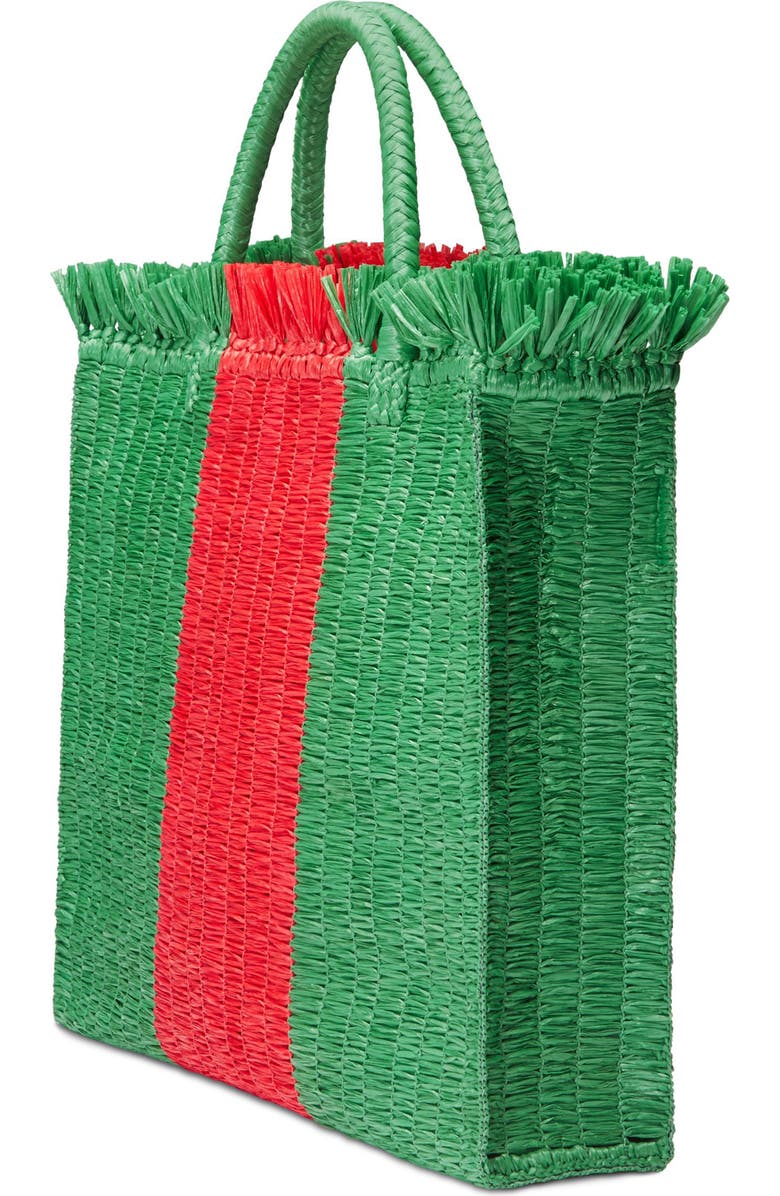 Gucci Web Woven Straw Tote, Alternate, color,