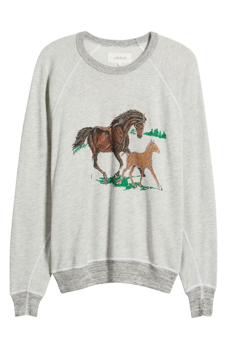 THE GREAT. The College Horses Sweatshirt, Alternate, color,