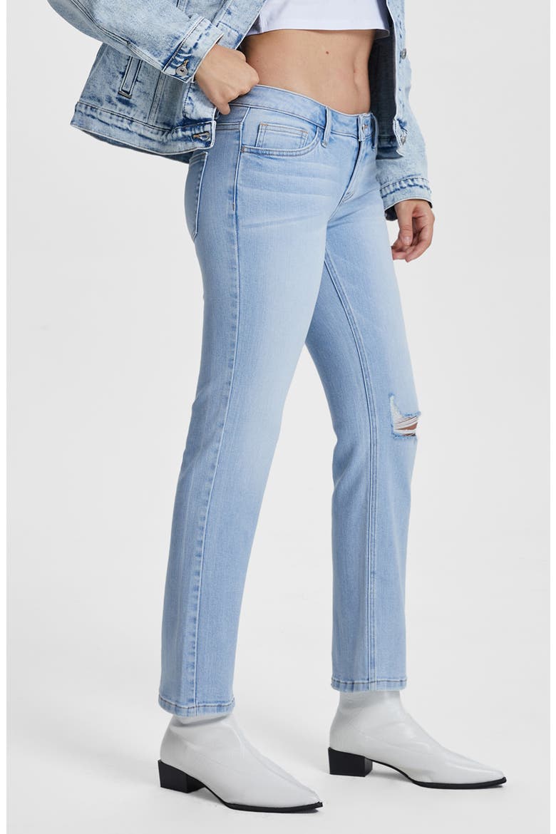 Ally Super Low Rise Slim Straight Leg Jeans, Alternate, color, SKY BLUE