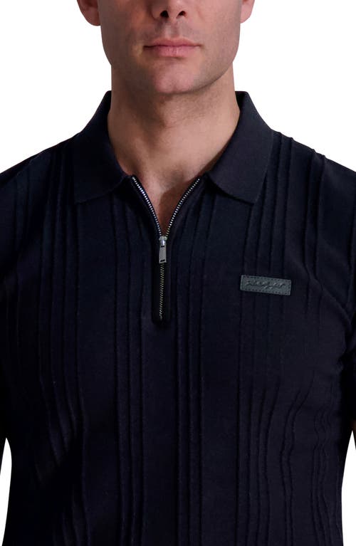 Karl Lagerfeld Paris Rib Zip Polo In Black