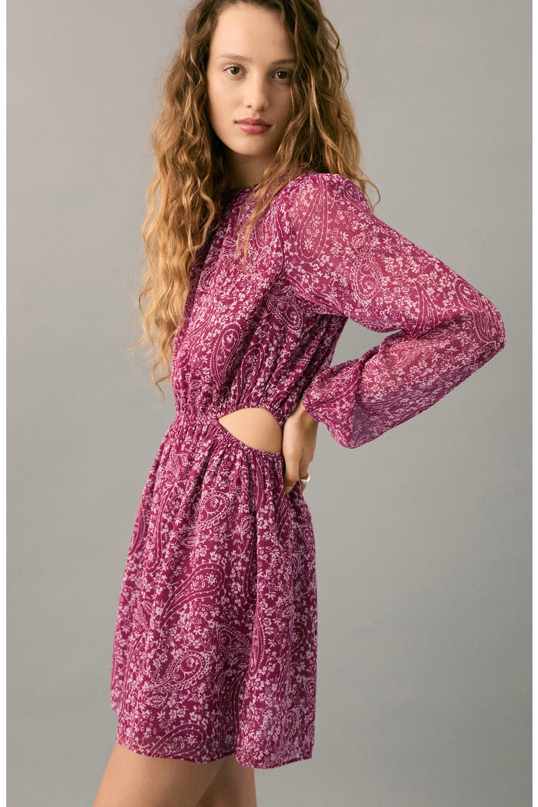 Paisley Cutout Long Sleeve Dress, Alternate, color, MAROON