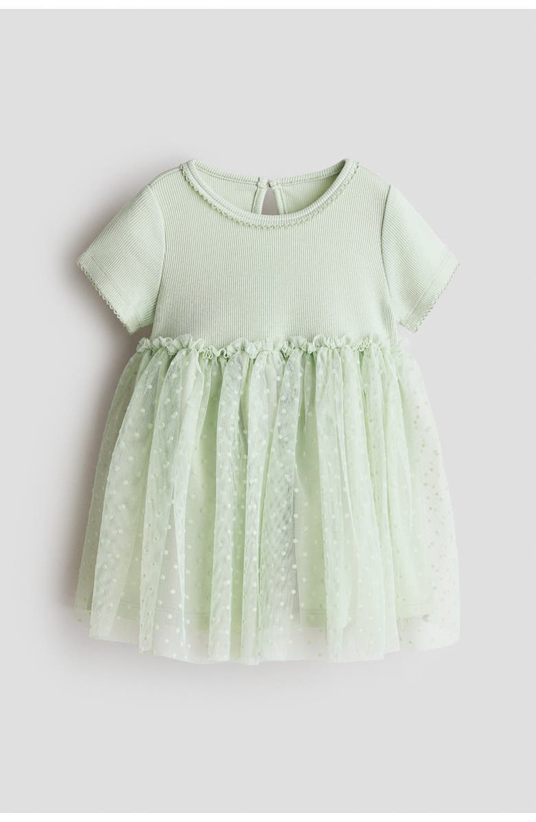 H&M Tulle-skirt Dress, Main, color, Light Green