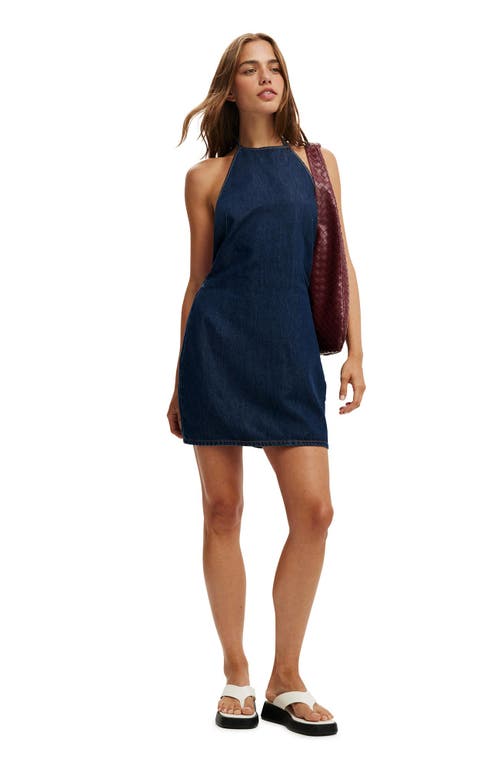 COTTON ON HALTER DENIM MINI DRESS
