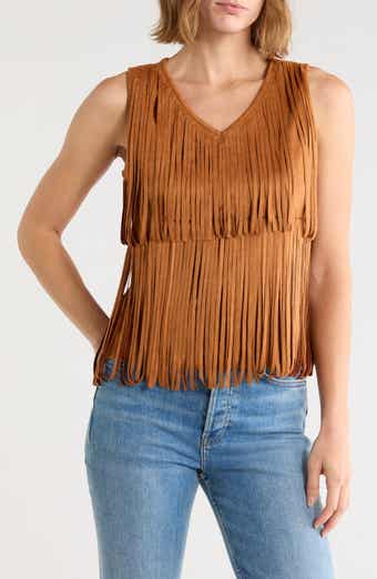 Tiered Fringe Faux Suede Tank