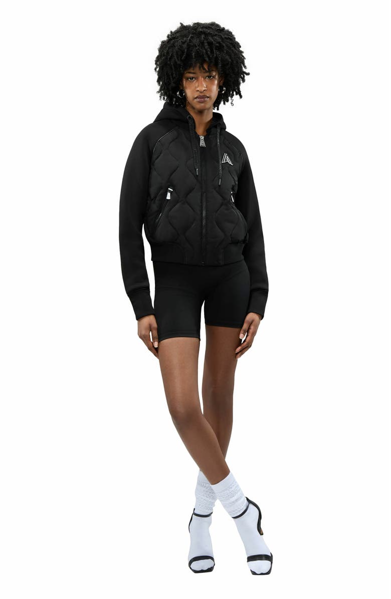 Alpenhaus Women's Sorlin Hybrid Insulated Bomber Jacket with Removable Hood, Main, color, Black