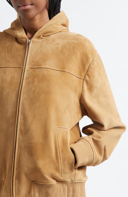 Vince Suede Hoodie In Brown