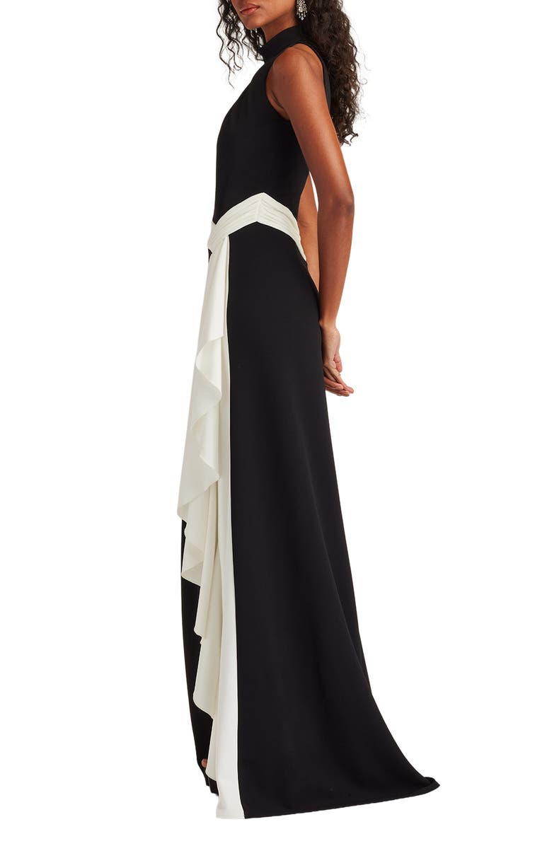 Tadashi Shoji Sleeveless Sheath Gown, Alternate, color, Black/ Ivory