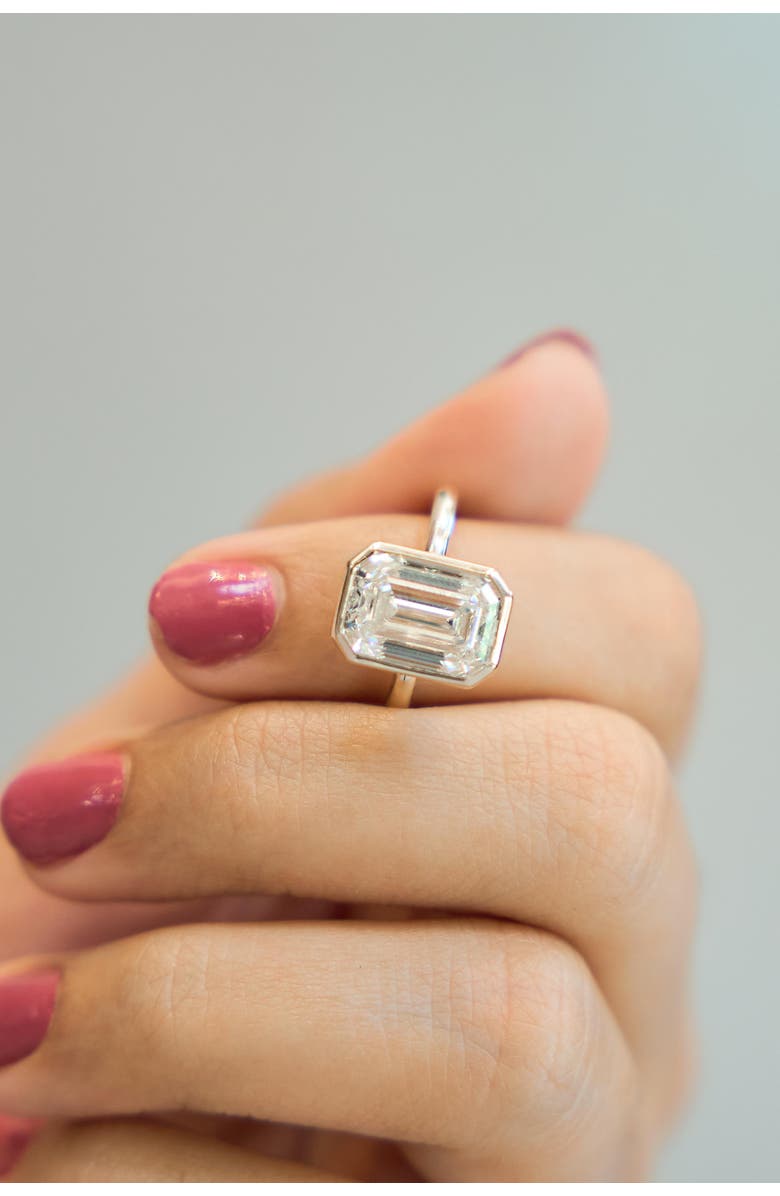 LuvMyJewelry Solaire 14K Gold Emerald Cut Lab Grown Diamond Bezel Solitaire Engagement Ring - 5 Cts, Alternate, color, 14K Yellow Gold