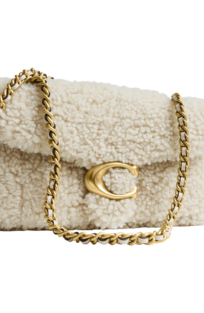 COACH Tabby Genuine Shearling Shoulder Bag, Alternate, color, Beige