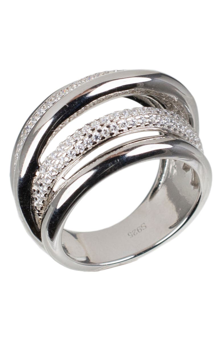 CZ by Kenneth Jay Lane Pave CZ Multi-Row Criss-Cross Band Ring, Main, color, 