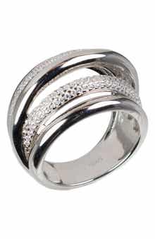 CZ by Kenneth Jay Lane Pave CZ Multi-Row Criss-Cross Band Ring