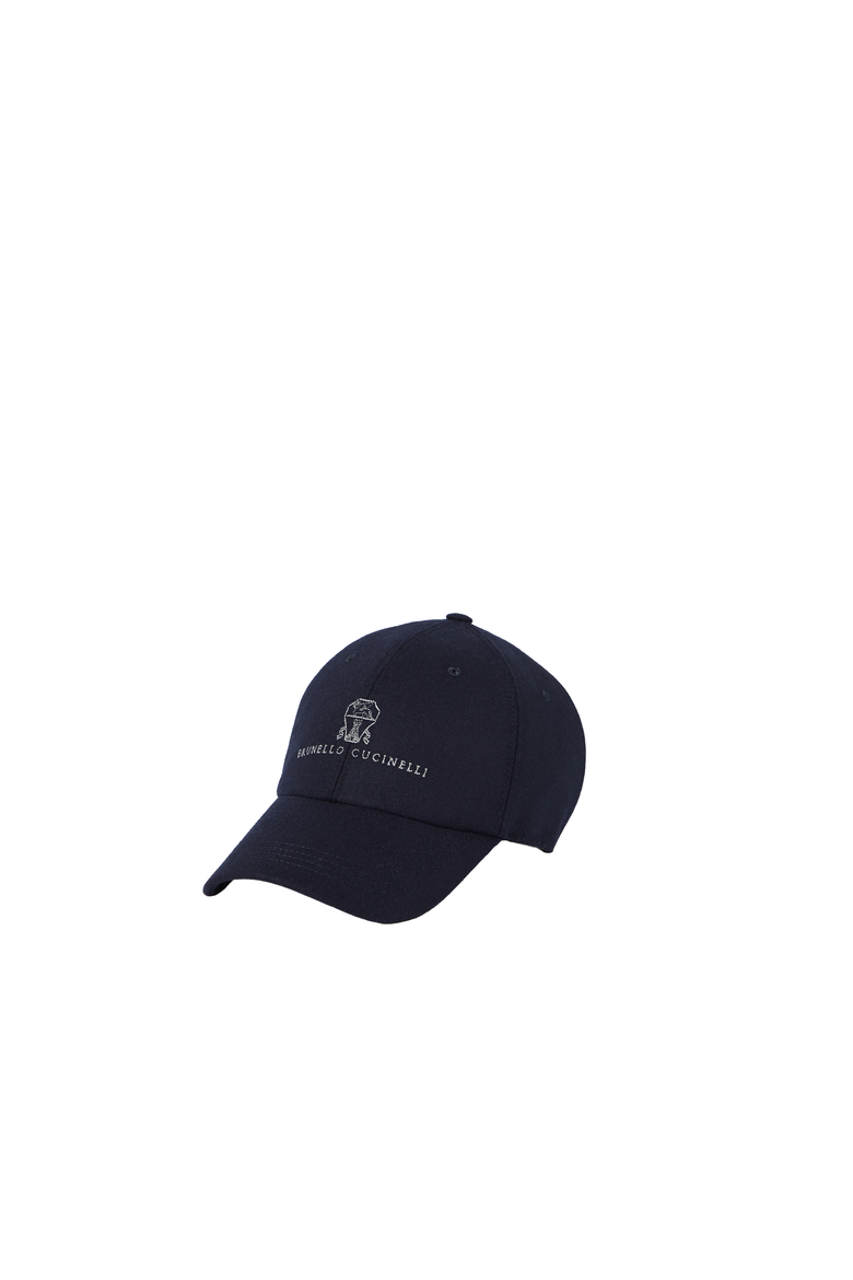 Virgin wool flannel baseball cap with embroidered logo, Alternate, color, Navy Blue