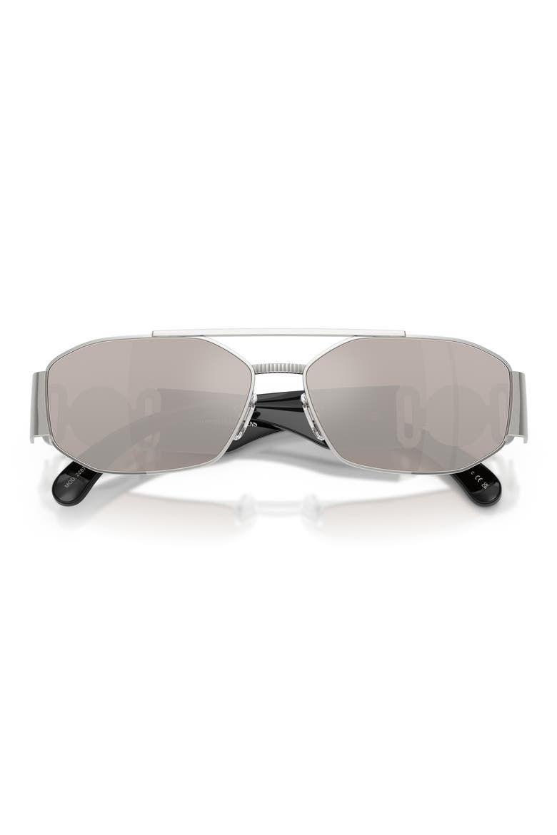 58mm Mirrored Irregular Sunglasses, Alternate, color, SILVER / CLEAR MIRROR PLATINUM