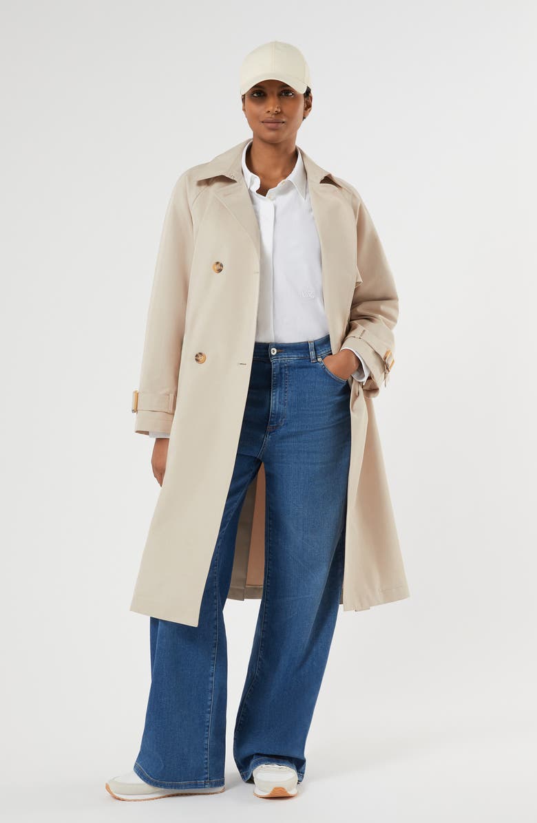 Marina Rinaldi Patto Water Repellent Cotton Blend Trench Coat, Alternate, color, Beige