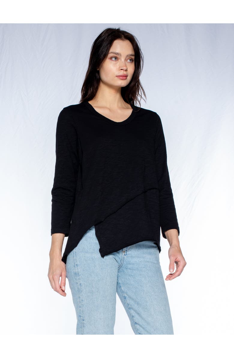 WILT Clothing Crew 3/4 Sleeve EZ Cross Over Hem Shirt, Alternate, color, Grey Heather