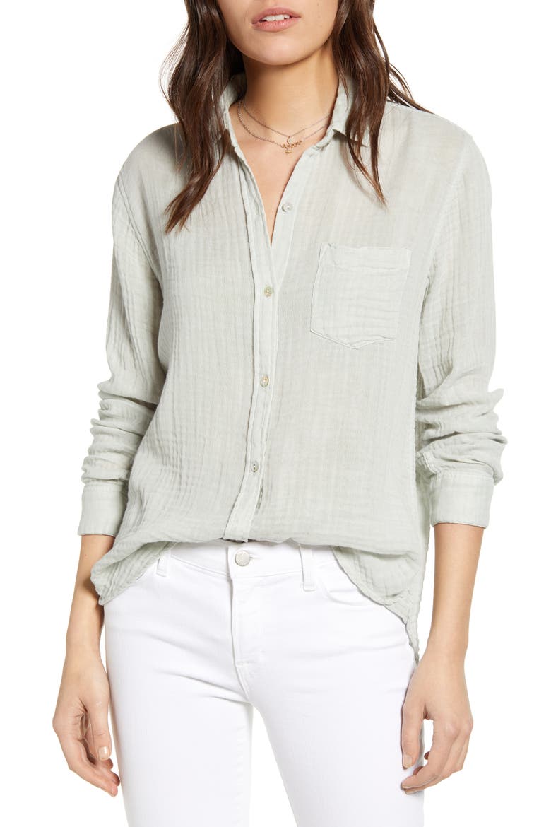 Ellis Cotton Gauze Button-Up Shirt, Main, color, MEADOW