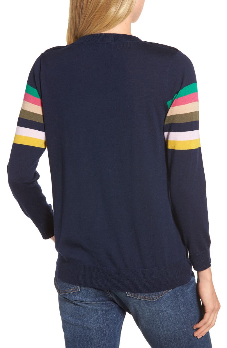 J.Crew Tippi Sweater in Multistripe with Shoulder Buttons, Alternate, color,