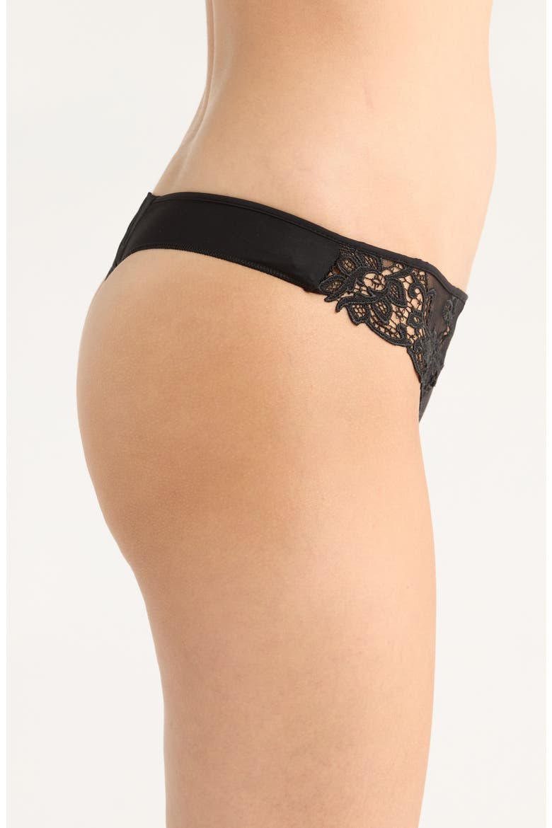 Saga Lace Trim Thong, Alternate, color, BLACK/BLK