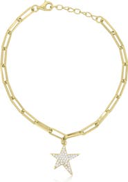 The Lovery Fine Jewelry CZ Star Paperclip Charm Bracelet