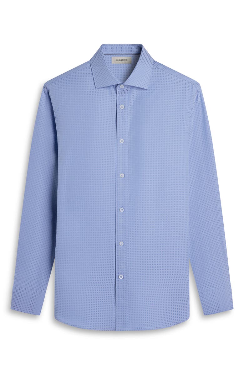 Bugatchi Axel Check Jacquard Cotton Button-Up Shirt, Alternate, color, Air Blue