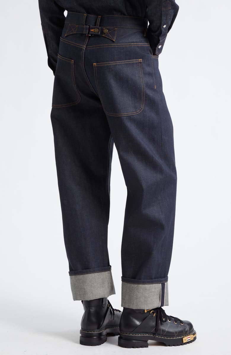 Thom Browne Straight Leg Selvedge Denim Jeans, Alternate, color, Navy