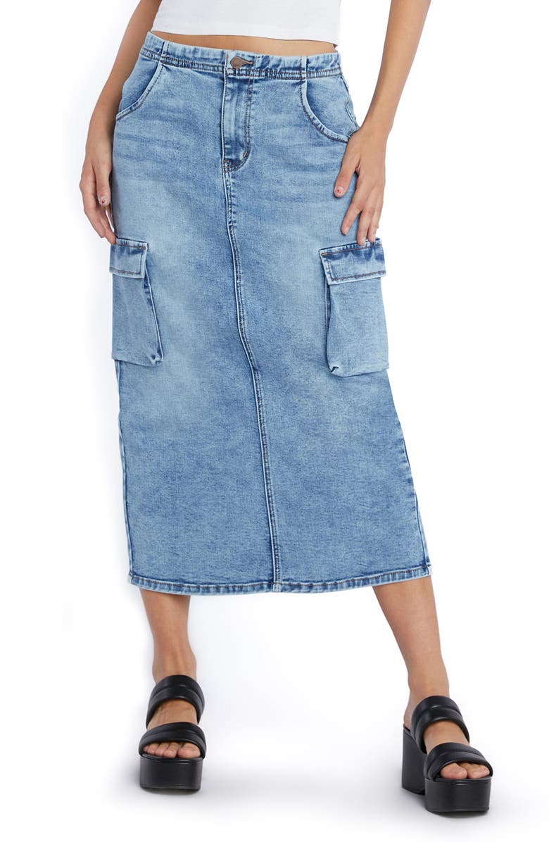 Wash Lab Denim Utility Denim Maxi Skirt, Main, color,