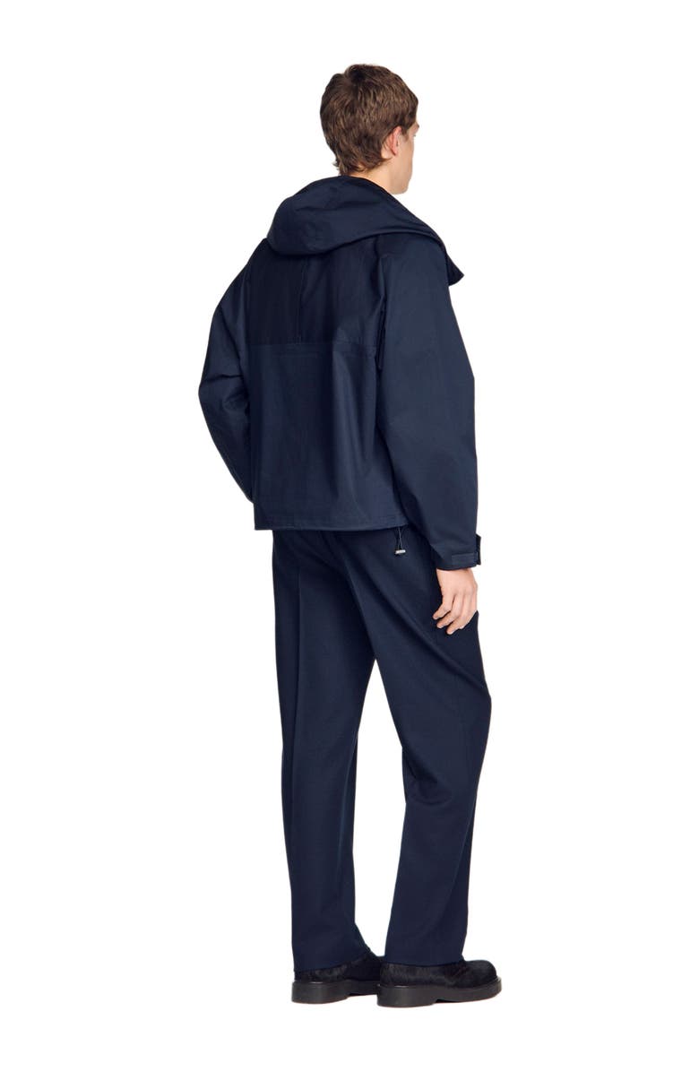 SANDRO Hooded zip-up cotton jacket, Alternate, color, Midnight Blue