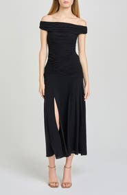 WAYF x Hannah Lovey Porter Margaux Off the Shoulder Ruched Dress