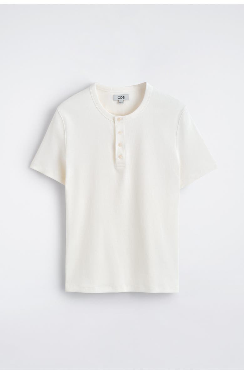 COS Slim-Fit Ribbed Henley T-Shirt, Alternate, color, Off-White