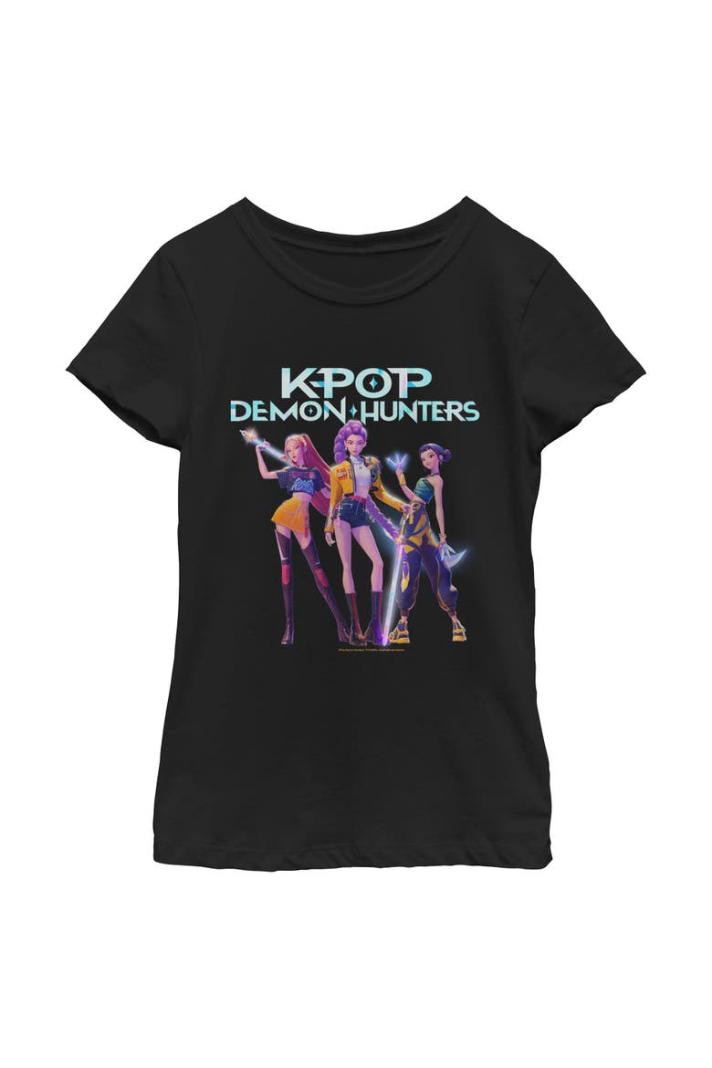 Girl's KPop Demon Hunters HUNTR/X Battle Ready Group Shot  Graphic T-Shirt, Main, color, Black