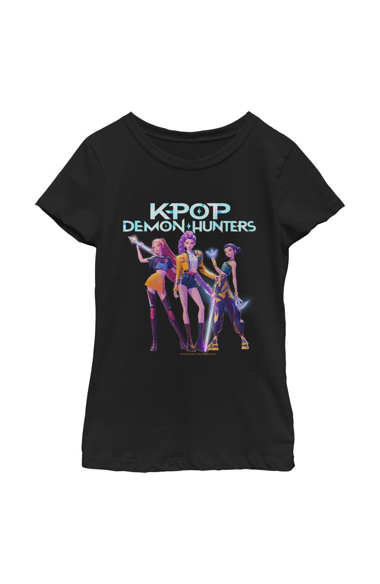 KPop Demon Hunters Girl's KPop Demon Hunters HUNTR/X Battle Ready Group Shot  Graphic T-Shirt, Main, color, Black